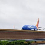 Southwest Airlines plane taxies at Manchester Boston Regional Airport